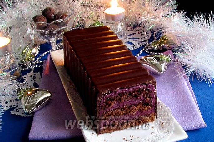 Торт в шоколаде с черничным муссом