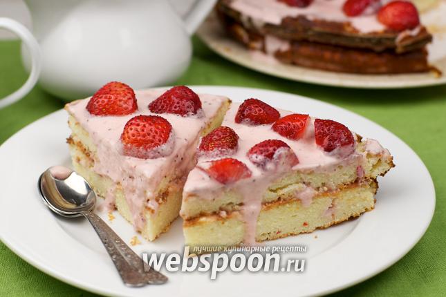 Фото Творожный торт с клубникой