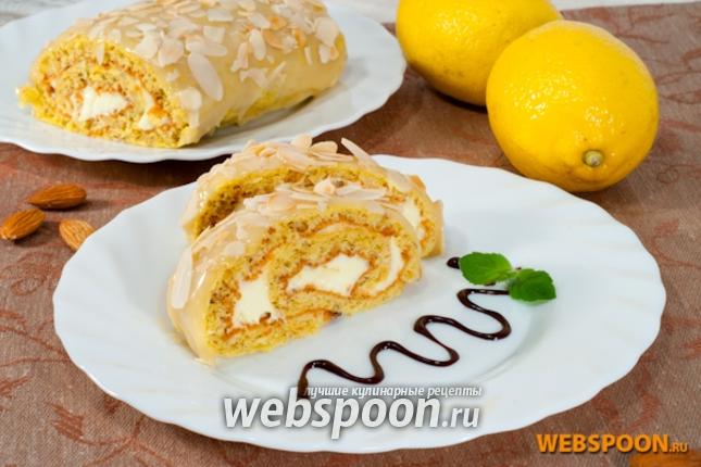 Фото Бисквитный рулет с лимонным кремом