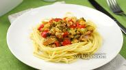 Фото рецепта Спагетти c беконом и овощами 