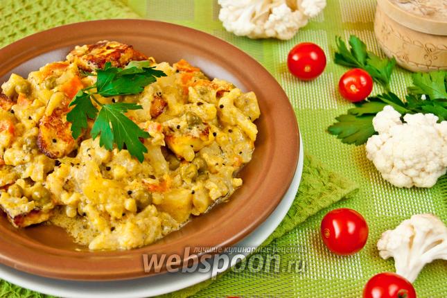 Фото Сабджи со сметаной и зелёным горошком