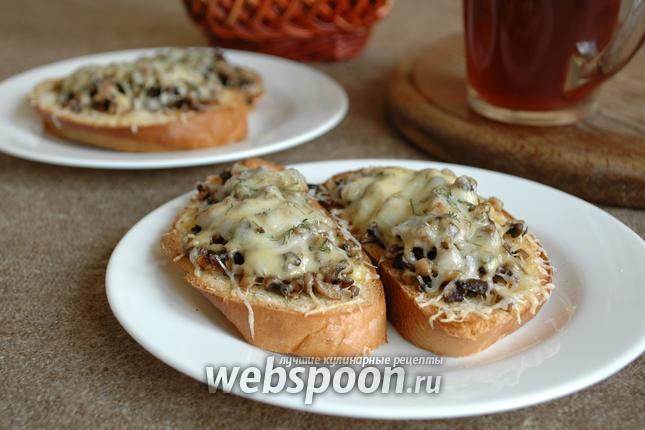 Фото Гренки с грибами и сыром