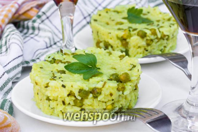 Рецепт Золотистый рис с зелёным горошком
