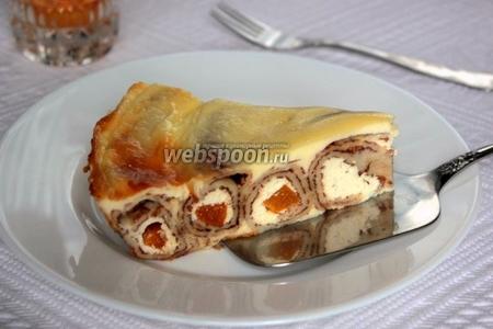 Фото рецепта Сладкий блинный пирог с творогом