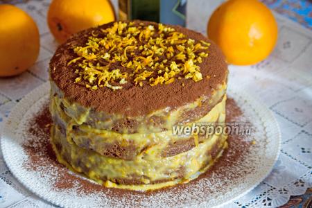 Фото рецепта Шоколадный торт с апельсиновым кремом