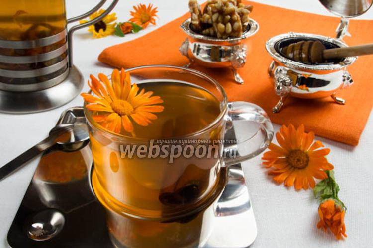 Фото Имбирный чай с календулой и корицей