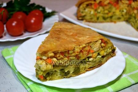 Фото рецепта Пирог из лаваша с курицей