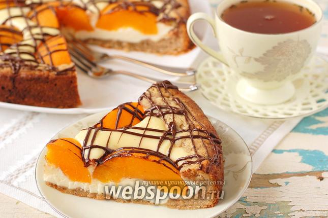 Фото Творожный пирог с персиками