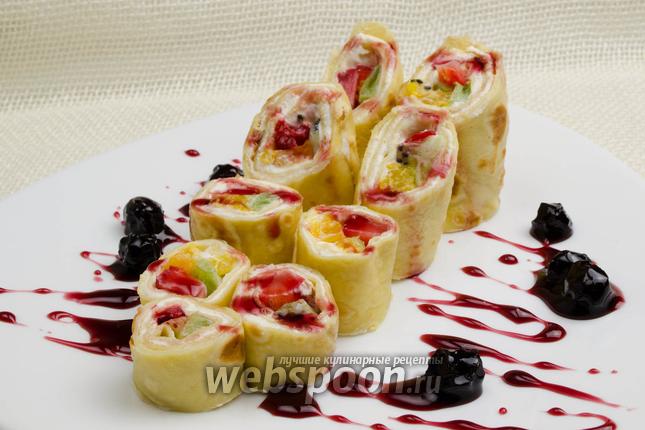 Фото Блинчики с фруктовой начинкой