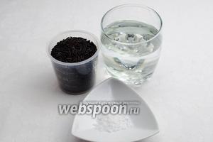Чтобы приготовить кашу, нужно взять чёрный рис - 1 мультистакан, воду - 2 мультистакана, оливковое масло, соль морскую.