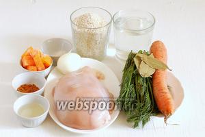 Для приготовления ячневой каши с курицей и тыквой в мультиварке нам понадобится куриное филе,тыква, ячневая крупа, вода, соль, приправа для курицы, лавровый лист, подсолнечное масло, укроп.