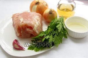 Для приготовления люля-кебаба из курицы нам потребуются:
куриное филе с жирком или другое мясо курицы, освобожденное от костей и кожи, лук репчатый, чеснок, петрушка или любая зелень, жидкий дым, растительное масло, уксус.