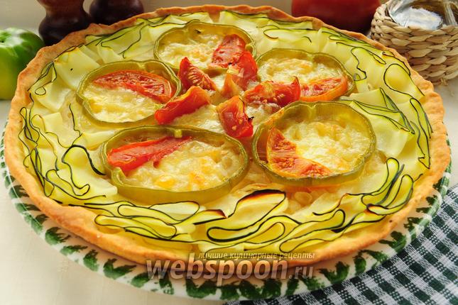 Фото Пирог из песочного теста с овощами и моцареллой