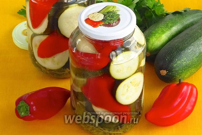 Фото Кабачки, консервированные со сладким перцем