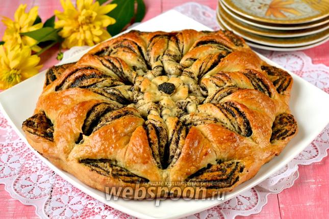 Фото Плетёный пирог с маком и яблоками