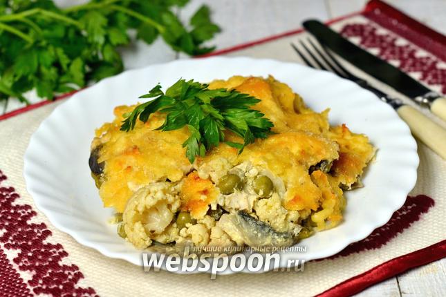 Фото Гратен из цветной капусты с курицей и шампиньонами