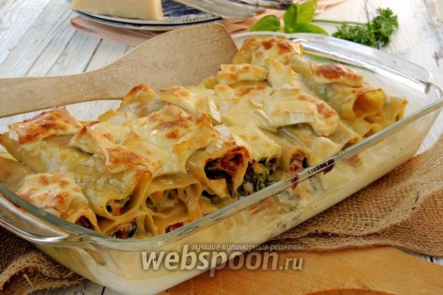 Фото Каннеллони с сыром и луком-пореем