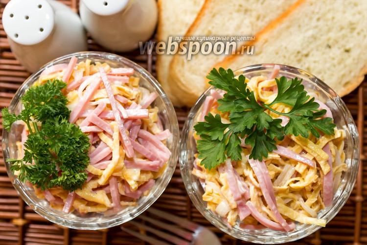 Рецепты салатов с яичными блинчиками (омлетом)