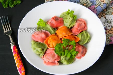 Фото рецепта Разноцветные пельмени