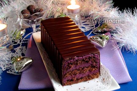 Фото рецепта Торт в шоколаде с черничным муссом