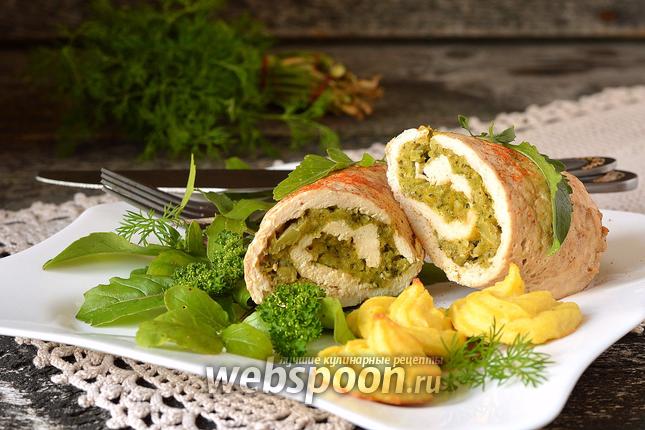 Фото Куриный ролл с брокколи в мультиварке