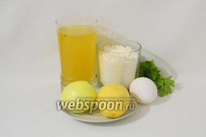 Для приготовления супа с галушками возьмём любой мясной бульон, картофель, лук репчатый, петрушку, яйцо, муку, соль, перец чёрный молотый.