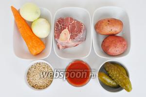 Для рассольника мясо лучше брать на косточке, овощи среднего размера. Готовить будем в мультиварке Stadler form объёмом 3 литра. Перловой крупы берём 1 мультистакан.