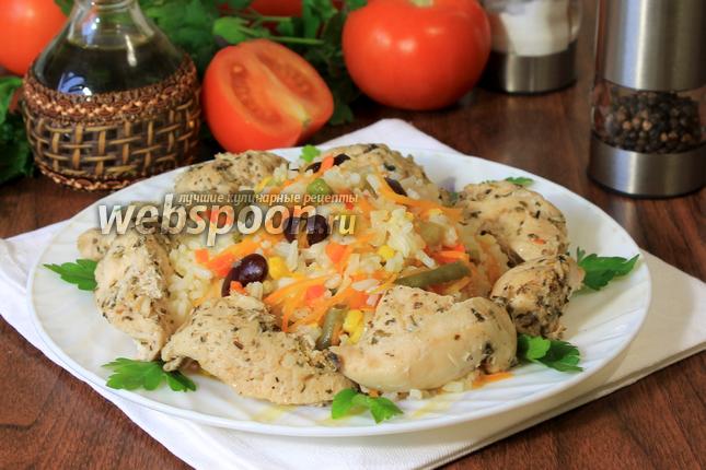 Фото Курица с рисом и мексиканской смесью в мультиварке