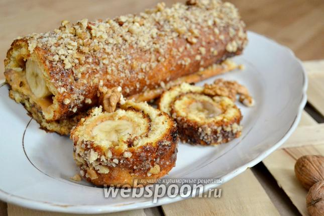 Фото Рулет с бананом и сгущёнкой