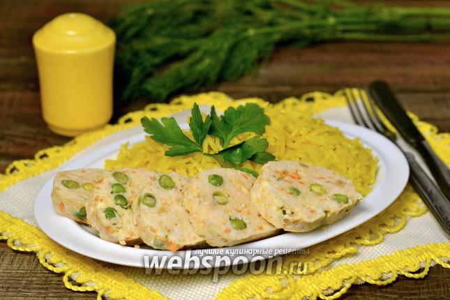 Фото Куриные колбаски с гарниром из риса в мультиварке