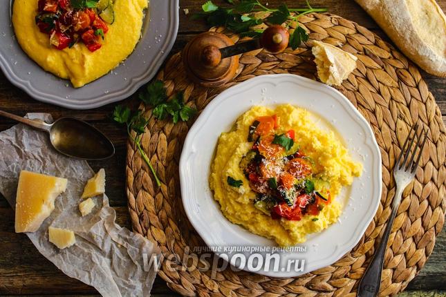 Фото Полента с жаренными овощами и пармезаном