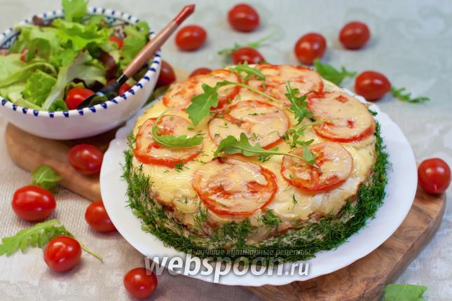 Фото Пирог с куриным филе, кабачками и творогом