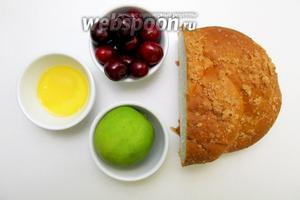 Для приготовления шашлыка нам понадобятся следующие ингредиенты: черешня, булочка сладкая, сок лайма, мёд.
