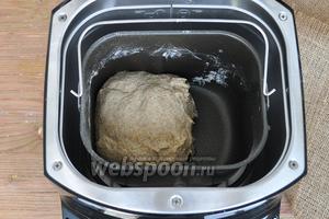 После замеса тесто выглядит так. Теперь крышку закрыть и не открывать пока не прозвучит звуковой сигнал приглашающий добавить наполнитель, в нашем случае это семечки чищенные.