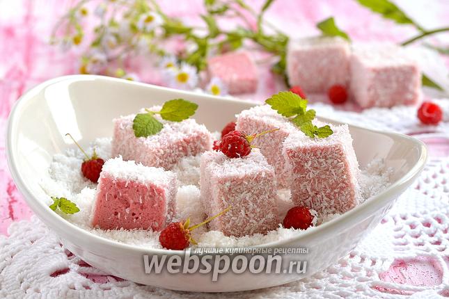 Фото Малиновые суфлейные кубики