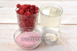 Для приготовления малиновых суфлейных кубиков нам понадобится малина, сахар, малиновое желе, вода.