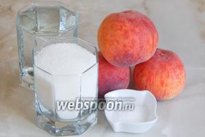 Консервировать персики мы будем из таких продуктов: отборные свежие персики, вода, сахар и лимонная кислота.