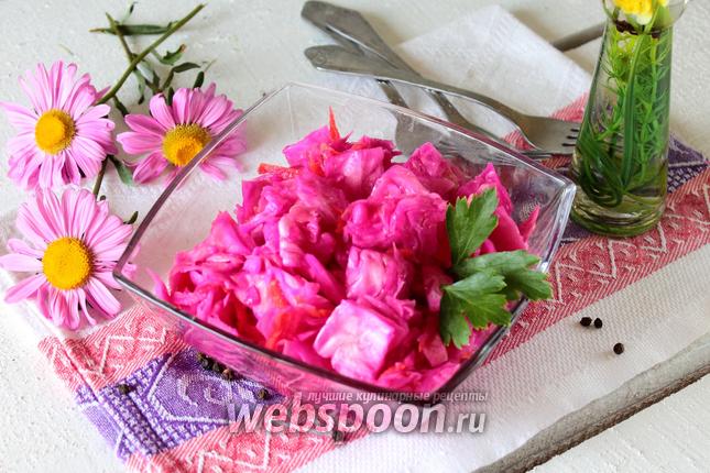 Фото Маринованная капуста со свёклой быстрого приготовления