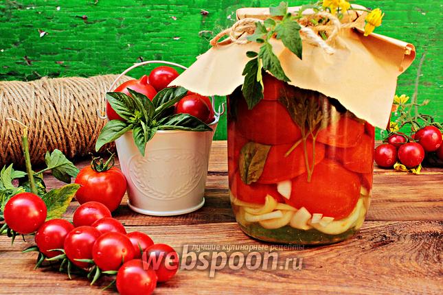 Фото Помидоры дольками с базиликом