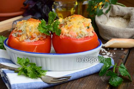 Фото рецепта Запечённые помидоры с рисом и креветками