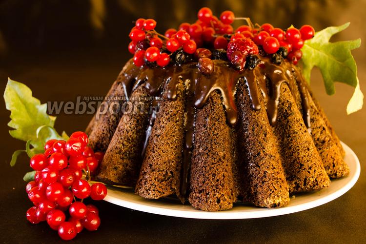 Фото Шоколадный кекс с пьяными ягодами
