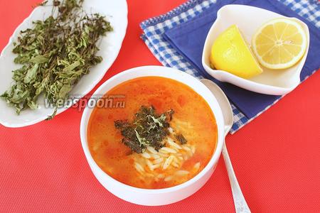 Фото рецепта Томатный суп с пастой орзо