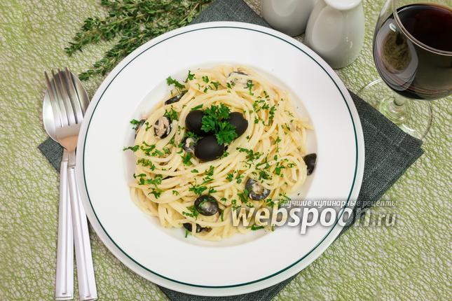 Фото Спагетти в сливочном соусе с консервированным тунцом
