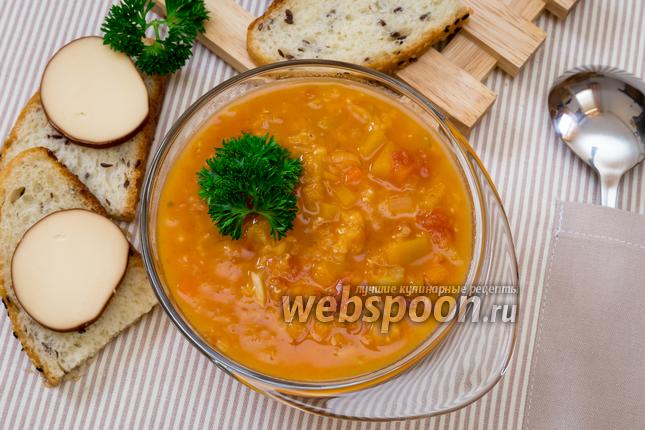 Фото Тыквенный томатный суп с чечевицей