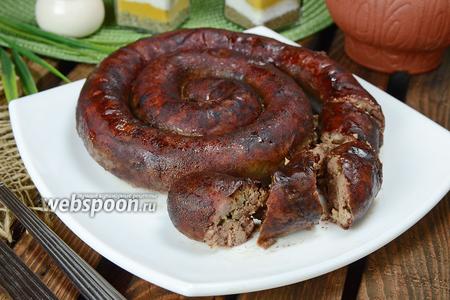 Фото рецепта Рубленная печёночная колбаса с чесноком