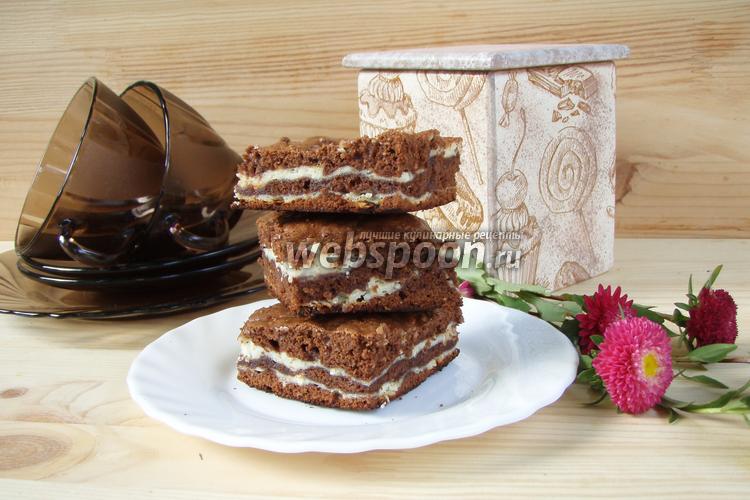 Фото Шоколадно-творожный мраморный пирог