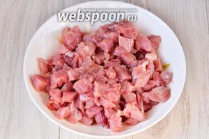 Сначала следует подготовить ингредиенты. Мясо промываем и нарезаем мелкими кусочками. Нарезать мясо лучше всего немного неразмороженным.