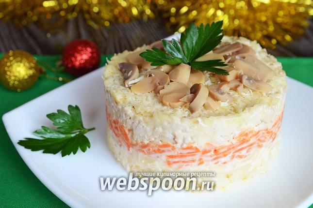 Фото Салат с индейкой, орехами и грибами