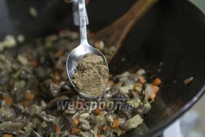 Добавляем в пассеровку ложку порошка из меленных сухих лесных грибов, лучше белых или подосиновиков. Такое решение удивительно усилит аромат нашего супа.