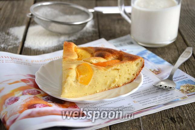 Фото Мягкий пирог с рикоттой и персиками